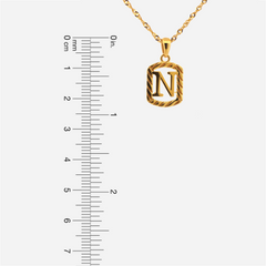 22K Gold "N" Initial Frame Pendant