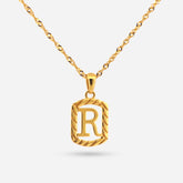22K Gold Heart "R" Initial Pendant