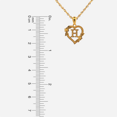 22K Gold Heart "R" Initial Pendant