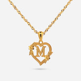 22K Gold Heart "M" Initial Pendant