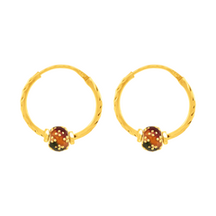 22K Gold MeenaKari Hoops Earrings