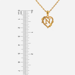 22K Gold Heart "N" Initial Pendant