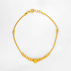22K Gold Beaded Bracelet 7.5"
