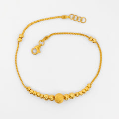 22K Gold Beaded Bracelet 7.5"