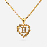 22K Gold Heart "H" Initial Pendant