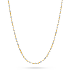 22K Gold Beaded Two-Tone Kids Chain - 14"