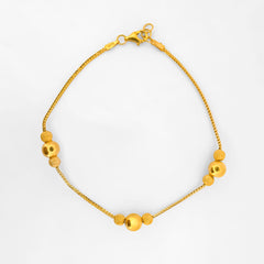 22K Gold Beaded Bracelet 7.25"