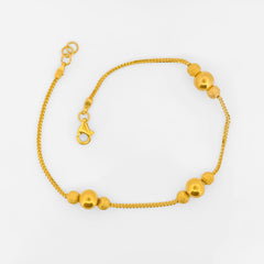 22K Gold Beaded Bracelet 7.25"