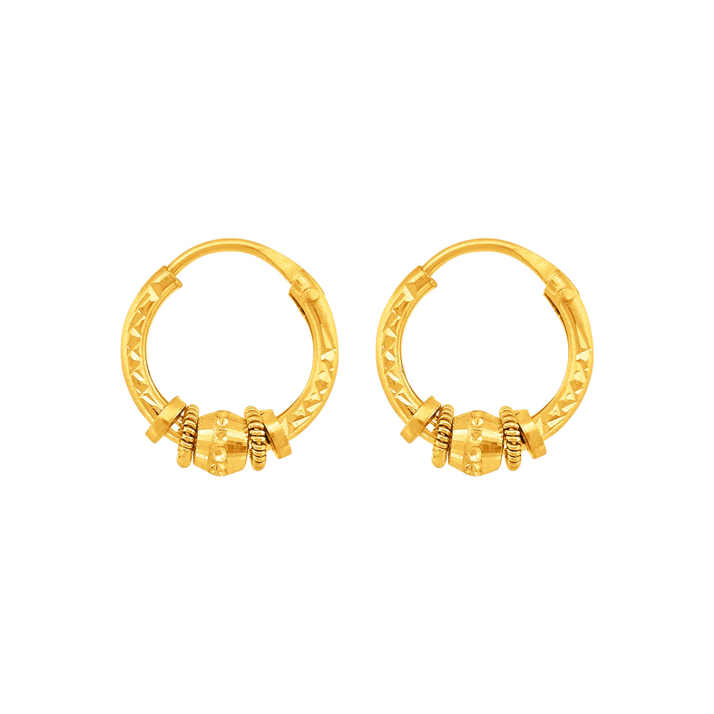 アクセサリー Engraved Hoop Earring (Single) 22k Gold Engraved Hoop Earrings – SHUBH JEWELERS