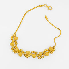 22K Gold Swirl Bead Bracelet 7"