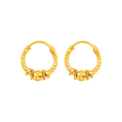 22k Gold Engraved Hoop Earrings
