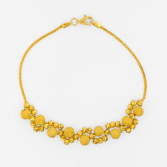 22K Gold Swirl Bead Bracelet 7"