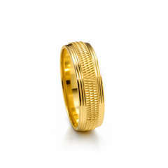 22K Gold Crosshatch Wedding Band