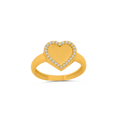 22K Gold CZ Heart Ring