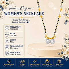 22K Gold Radiant Dual-Sphere Mangalsutra Necklace