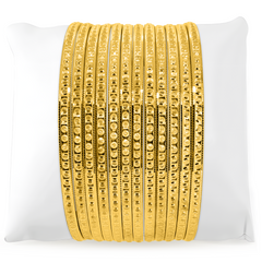 22K Gold Thin Bangles - Set of 2