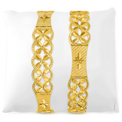 22K Gold Floral Cut Bangles - Set of 2