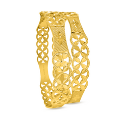 22K Gold Floral Cut Bangles - Set of 2