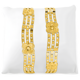 22K Gold Wavy Floral Bangles - Set of 2