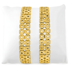 22K Gold Sq Pattern Bangles - Set of 2