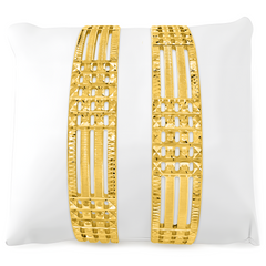 22K Gold Cutwork Glitzy Bangles - Set of 2