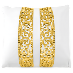 22K Gold Floral Tapestry Bangles - Set of 2