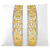 22K Gold Floral Tapestry Bangles - Set of 2