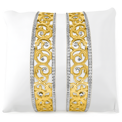 22K Gold Floral Tapestry Bangles - Set of 2