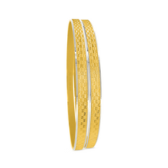 22K Gold 3d Texture Bangles - Set of 2