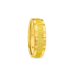 22K Gold StarDust Flat Wedding Band