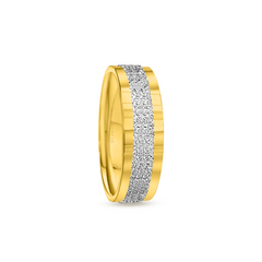 22K Gold StarDust Flat Wedding Band
