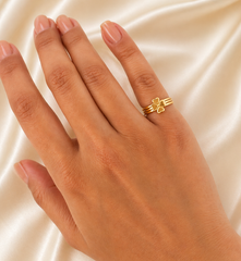 22K Gold 3 Layered Floral Ring