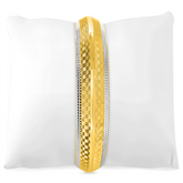 A 22K gold kada with a 3D brick texture and dot accents displayed on a white cushion.