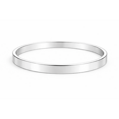 Silver High Polish Flat Bangle