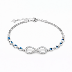 Silver Evil Eye Infinity Bracelet