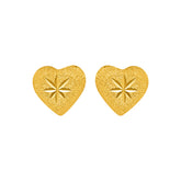22K Gold Sand Heart Stud Earrings