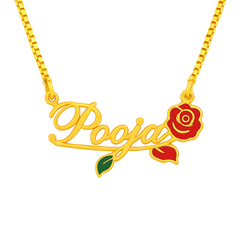 22K Gold Personalized Name Necklace Rose Design