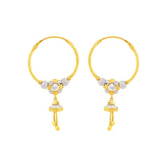 22K Gold Floral Bali Earrings