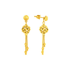 22K Gold Floral Cluster Drop Earrings