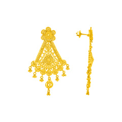 22K Gold Long Drop Earrings