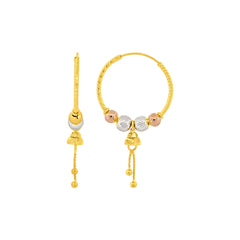 22K Gold Tri-Tone Bali Earrings