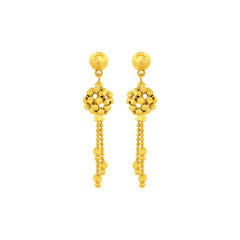 22K Gold Floral Cluster Drop Earrings