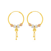22K Gold Tri-Tone Bali Earrings