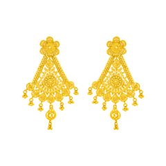 22K Gold Long Drop Earrings