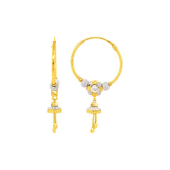 22K Gold Floral Bali Earrings