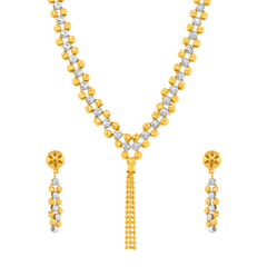 22K Gold Two-Tone Beaded Necklace & Earrings Set