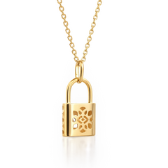 14K Gold Lock Charm Necklace