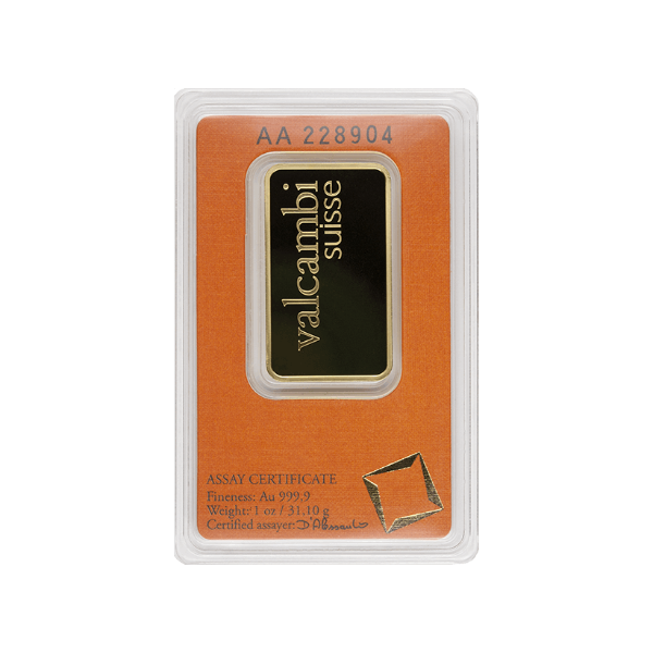 1 oz Valcambi Pure Gold Bar (New In Assay)