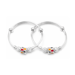 Silver Meenakari Motif Baby Kadas - Set of 2