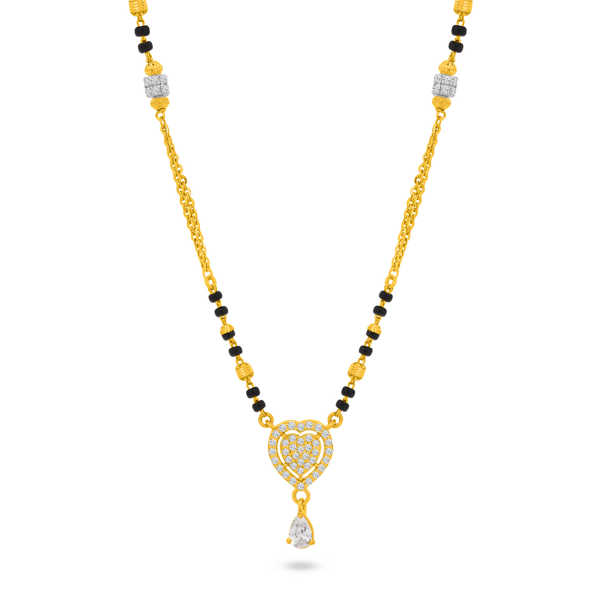 22K Gold Elegant Heart Mangalsutra Necklace